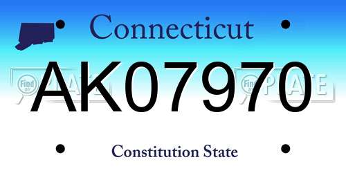 AK07970 Connecticut License Plate