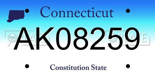 AK08259 Connecticut License Plate