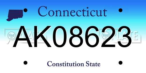 AK08623 Connecticut License Plate
