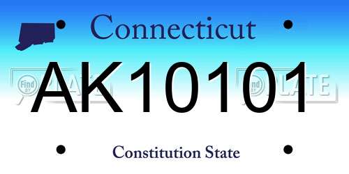 AK10101 Connecticut License Plate