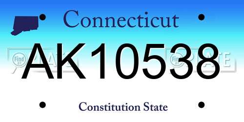 AK10538 Connecticut License Plate