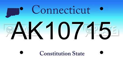 AK10715 Connecticut License Plate