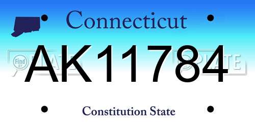AK11784 Connecticut License Plate