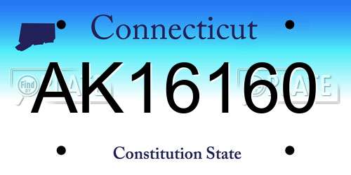 AK16160 Connecticut License Plate