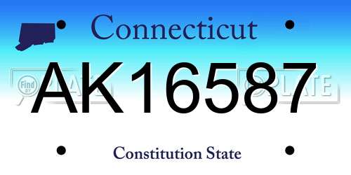 AK16587 Connecticut License Plate