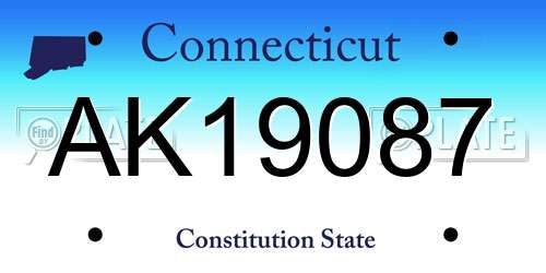 AK19087 Connecticut License Plate