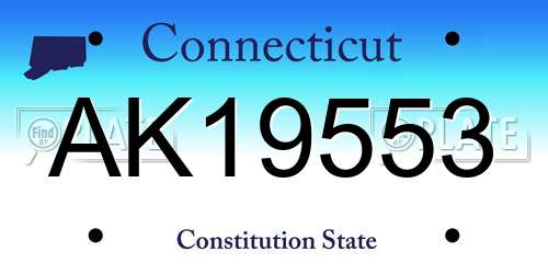 AK19553 Connecticut License Plate