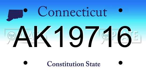 AK19716 Connecticut License Plate