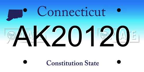 AK20120 Connecticut License Plate