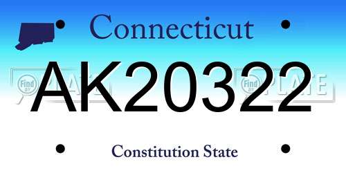 AK20322 Connecticut License Plate