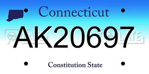 AK20697 Connecticut License Plate