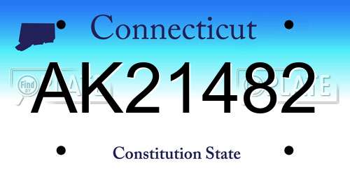 AK21482 Connecticut License Plate