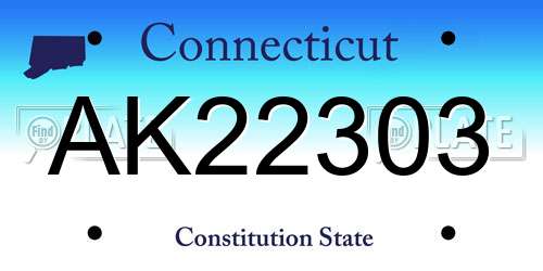AK22303 Connecticut License Plate