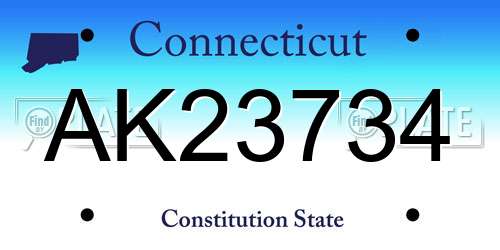AK23734 Connecticut License Plate