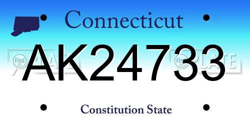AK24733 Connecticut License Plate