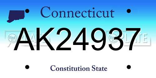 AK24937 Connecticut License Plate