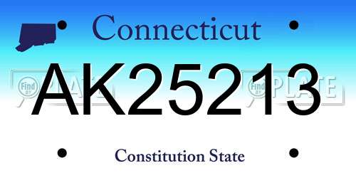 AK25213 Connecticut License Plate