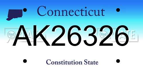 AK26326 Connecticut License Plate