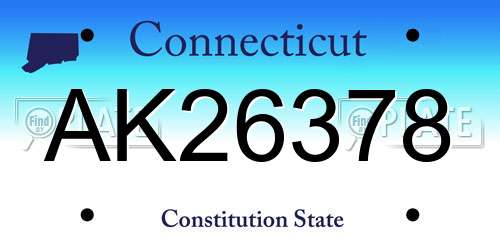AK26378 Connecticut License Plate