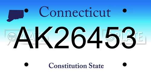 AK26453 Connecticut License Plate