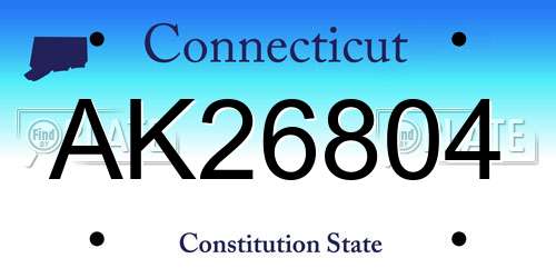 AK26804 Connecticut License Plate
