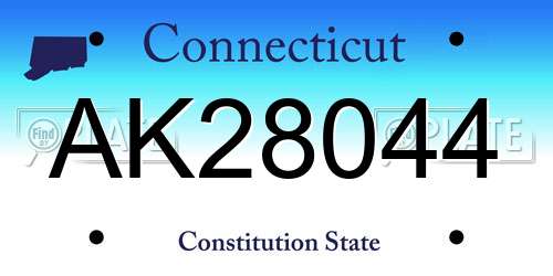 AK28044 Connecticut License Plate