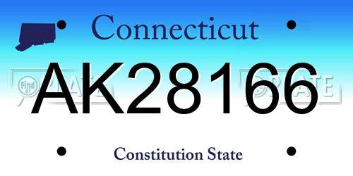 AK28166 Connecticut License Plate