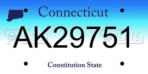 AK29751 Connecticut License Plate