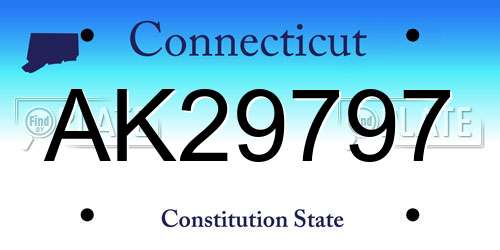 AK29797 Connecticut License Plate