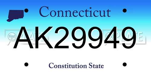 AK29949 Connecticut License Plate