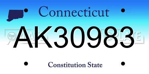 AK30983 Connecticut License Plate
