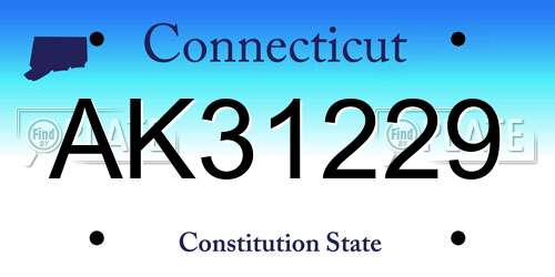 AK31229 Connecticut License Plate