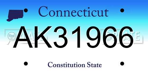 AK31966 Connecticut License Plate