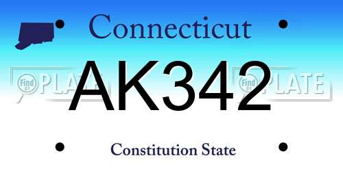 AK342 Connecticut License Plate
