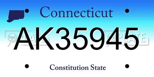 AK35945 Connecticut License Plate