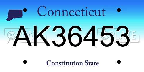AK36453 Connecticut License Plate