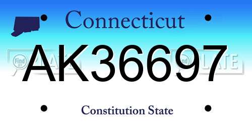 AK36697 Connecticut License Plate