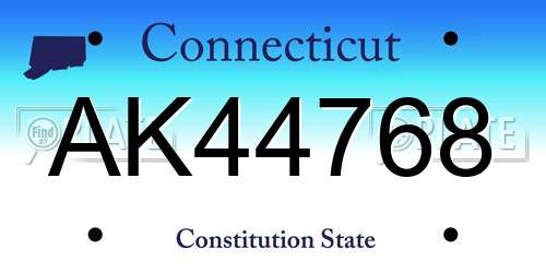 AK44768 Connecticut License Plate