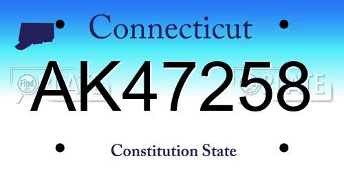 AK47258 Connecticut License Plate