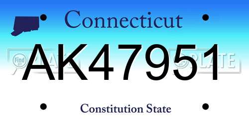 AK47951 Connecticut License Plate