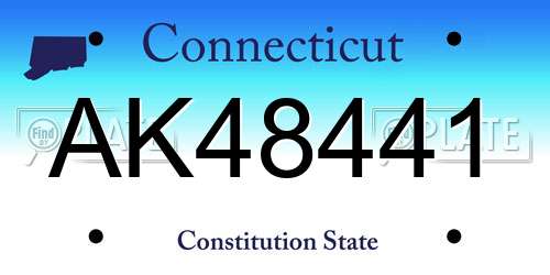 AK48441 Connecticut License Plate