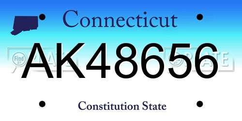 AK48656 Connecticut License Plate