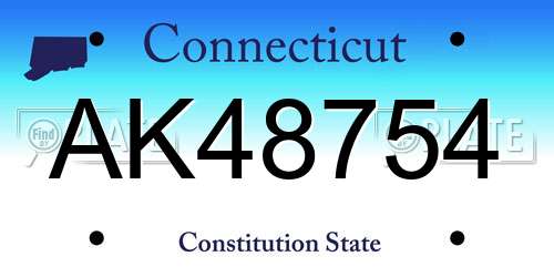 AK48754 Connecticut License Plate