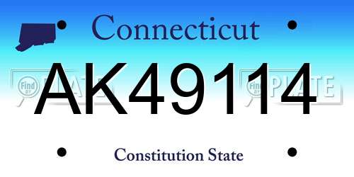 AK49114 Connecticut License Plate