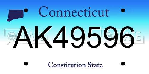 AK49596 Connecticut License Plate