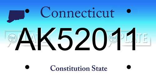 AK52011 Connecticut License Plate
