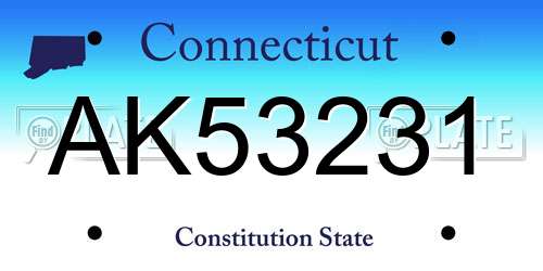 AK53231 Connecticut License Plate