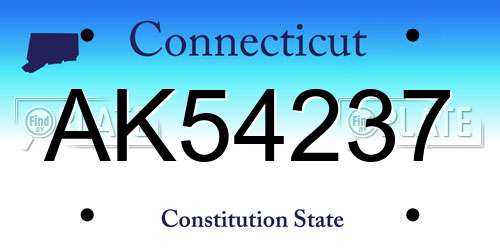 AK54237 Connecticut License Plate