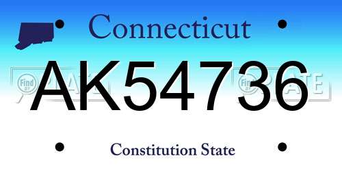 AK54736 Connecticut License Plate