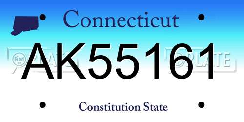 AK55161 Connecticut License Plate